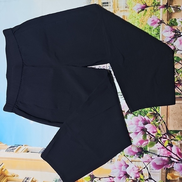 Eileen Fisher Textured Black Trousers Stretchy Pants Size PS - Picture 1 of 6